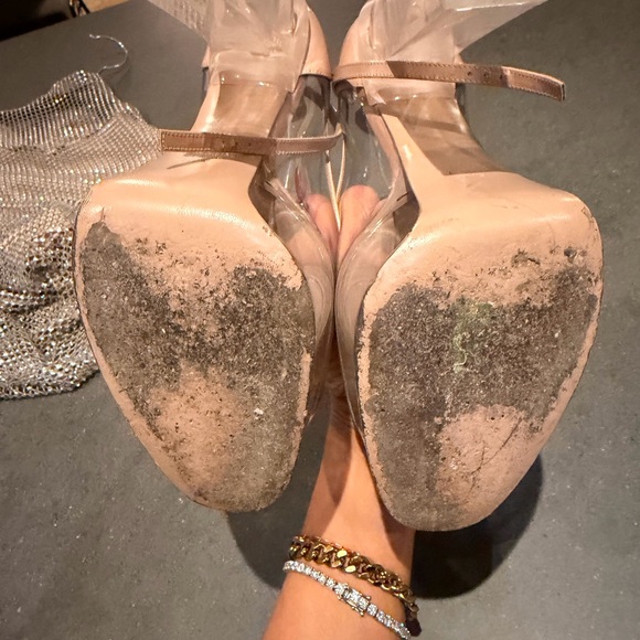 VALENTINO GARAVANI Tan-Go 155 Vinyl & Patent Platform Pump SZ 37.5 as shown good - Picture 6 of 13